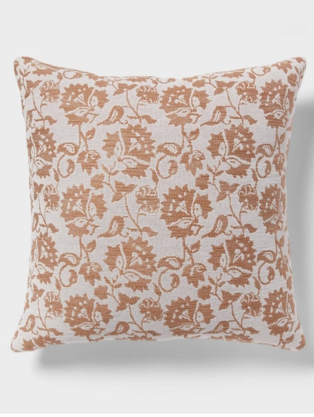 Threshold Woven Floral Decorative Pillow Euro Brown